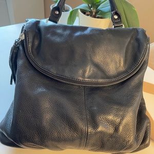 Leather Backpack with Canvas Straps